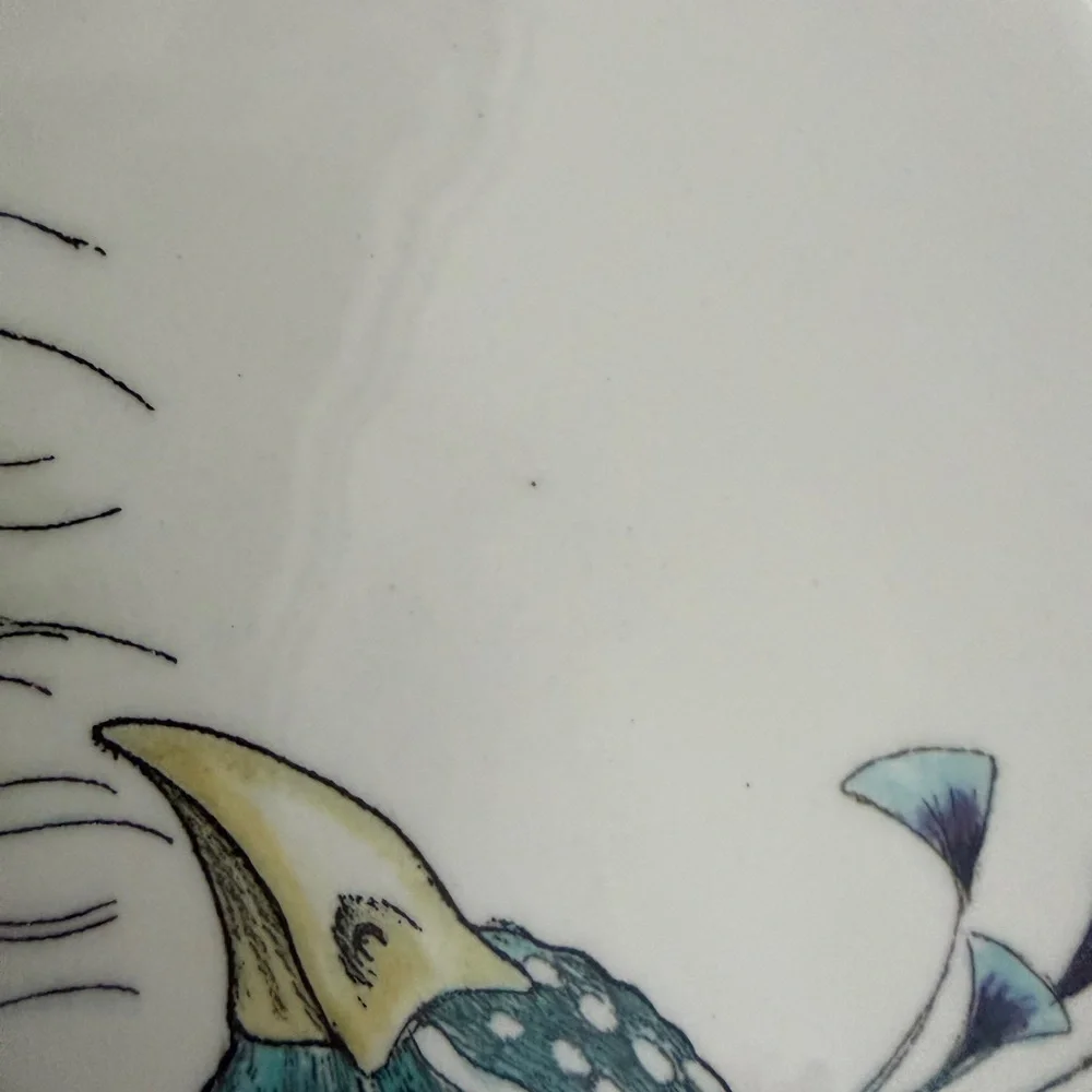Edie Rose Peacock Collection Salad Plates Set 2 Stoneware Blue Green Purple Bird
